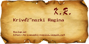 Krivánszki Regina névjegykártya